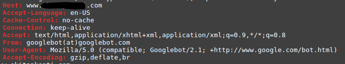 Googlebot Desktop HTTP Headers Fetch